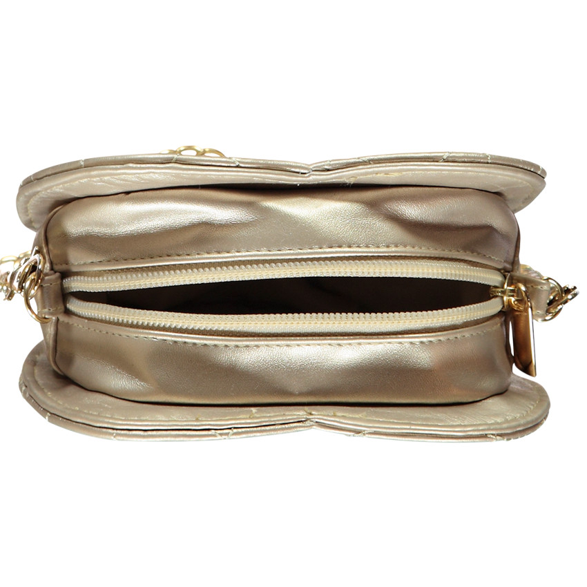 Gouden schoudertas in hartvorm met quilt voor meisjes 