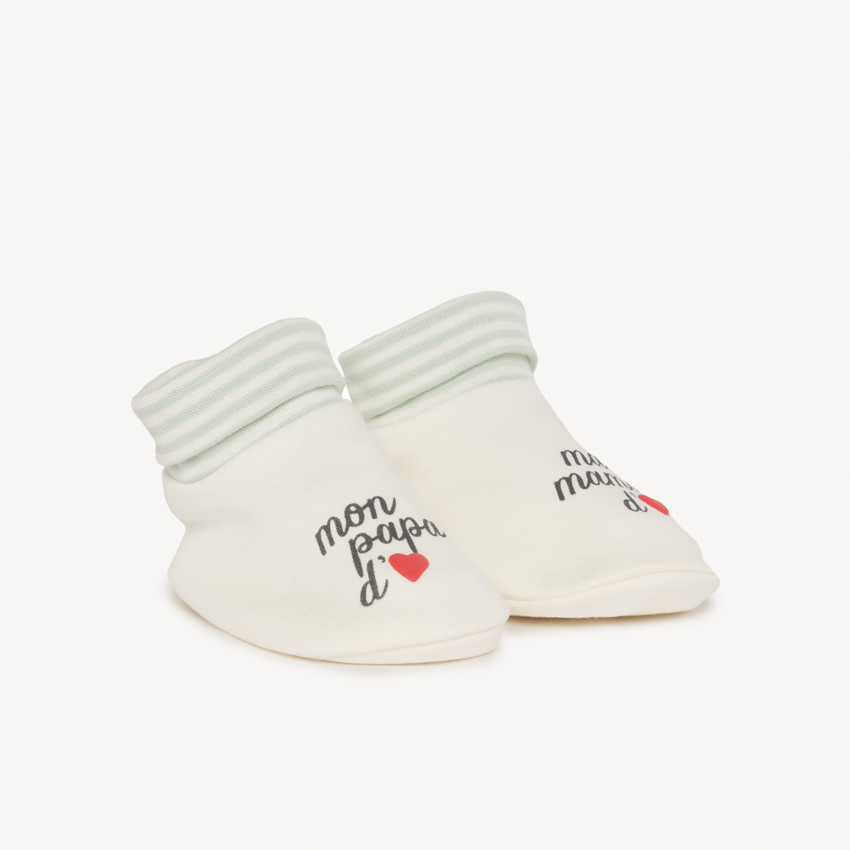 Pantoffels met print "Mijn lief papa/Mijn lief mama" voor baby 