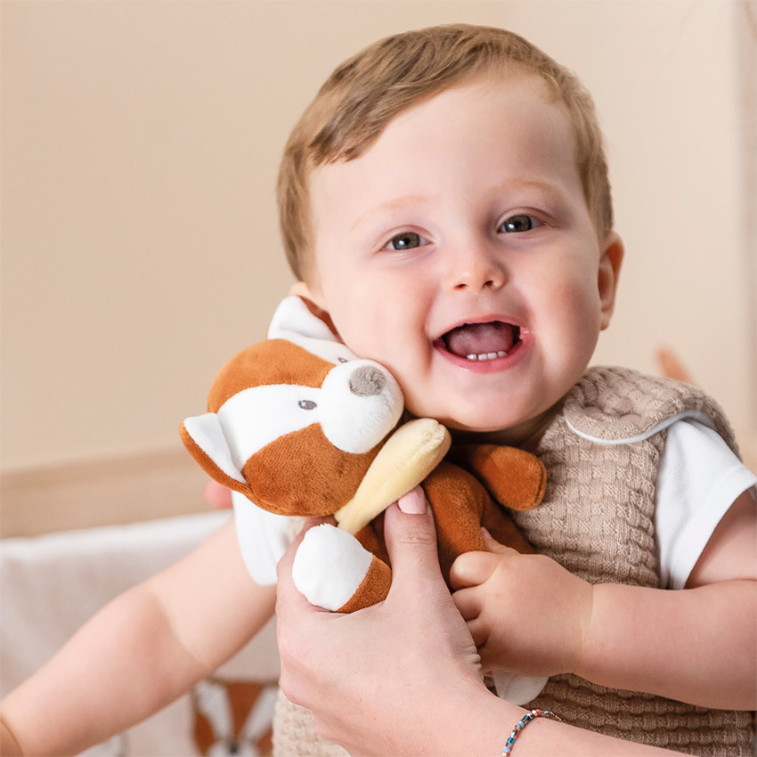 Peluche mini-musicale panda roux Boris orange 