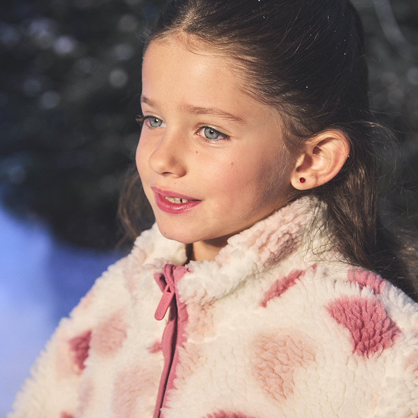 Veste en sherpa imprimé cœurs pour fille 