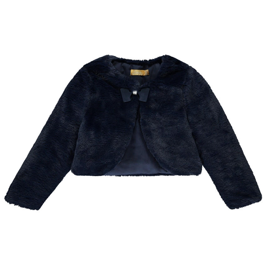 Bolero gilet in nepbont met strik voor meisjes 