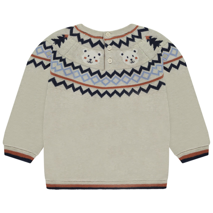 Pull doublé en velours avec motifs jacquard pour bébé garçon  