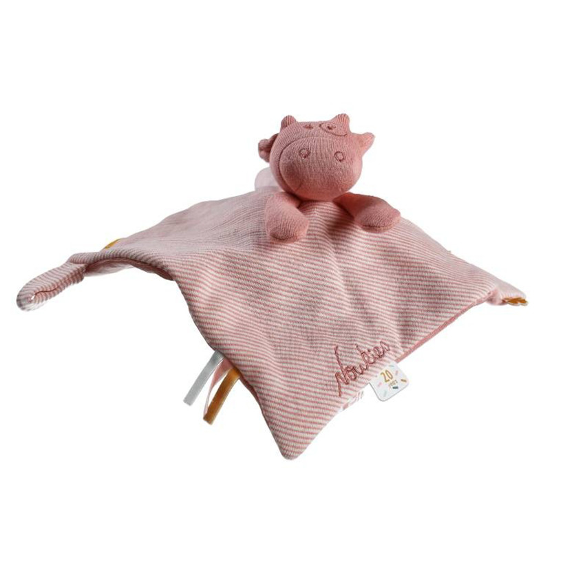 Doudou plat Lola 100% coton - Rose  
