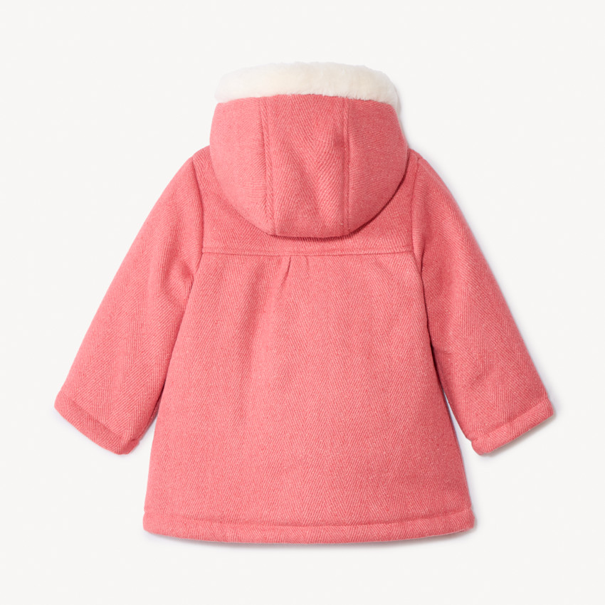 Roze lakenstofjas met kap voor babymeisje 