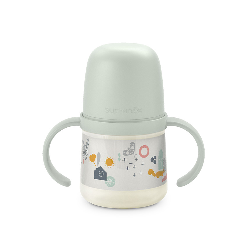 Biberon à anses First 150 ml 6M+ Walk in the park vert 