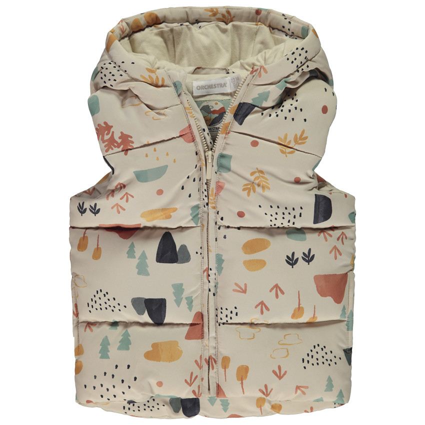 Donsjas zonder mouwen met fantasieprint voor baby jongen 