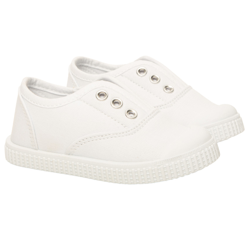 Tennis basses blanches avec languette élastiquée mixtes 