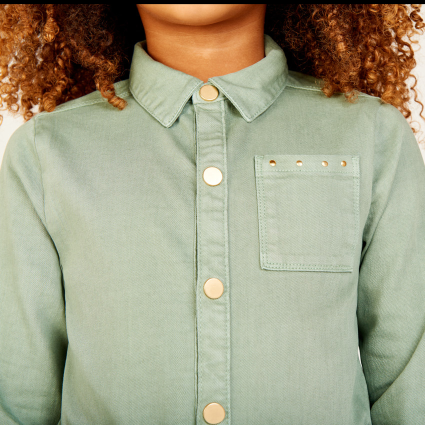 Effen lange jeansoverall voor meisje 