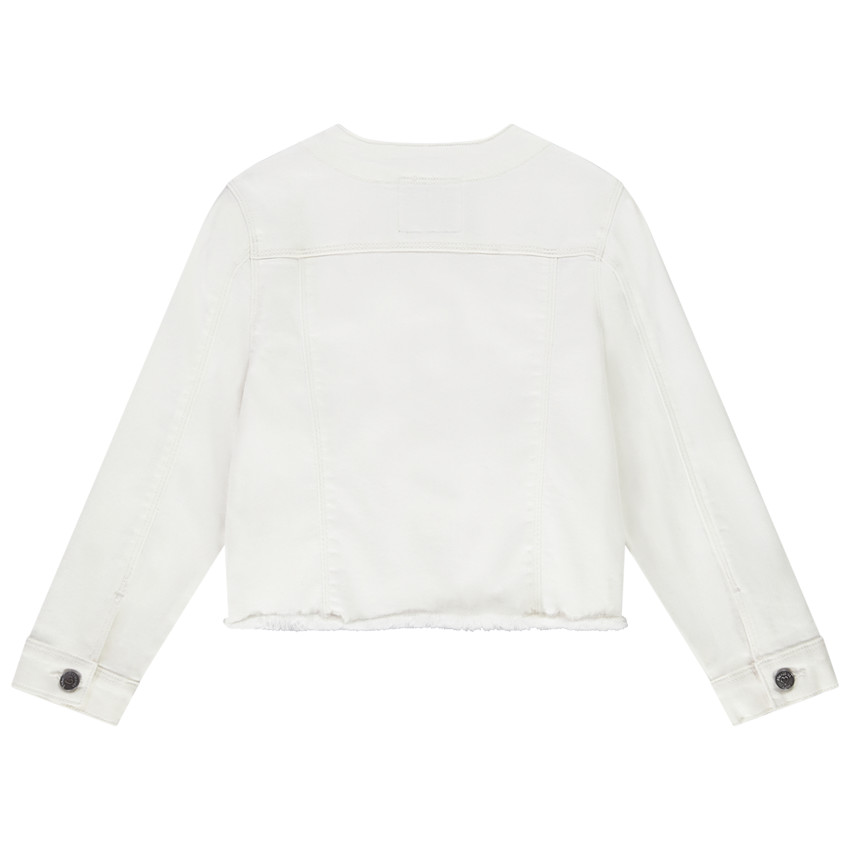 Veste en jean écrue col mao pour fille 