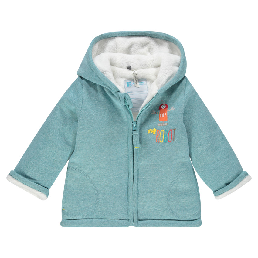 Veste à capuche en molleton doublée sherpa avec print robot 