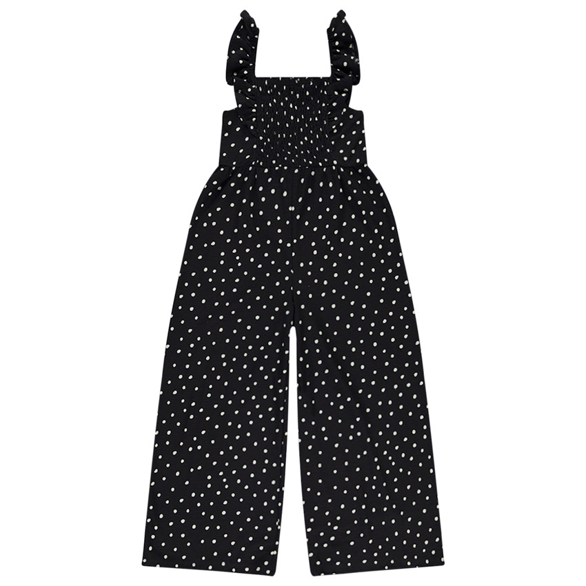 Combinaison longue effet froissé imprimé pois pour fille 