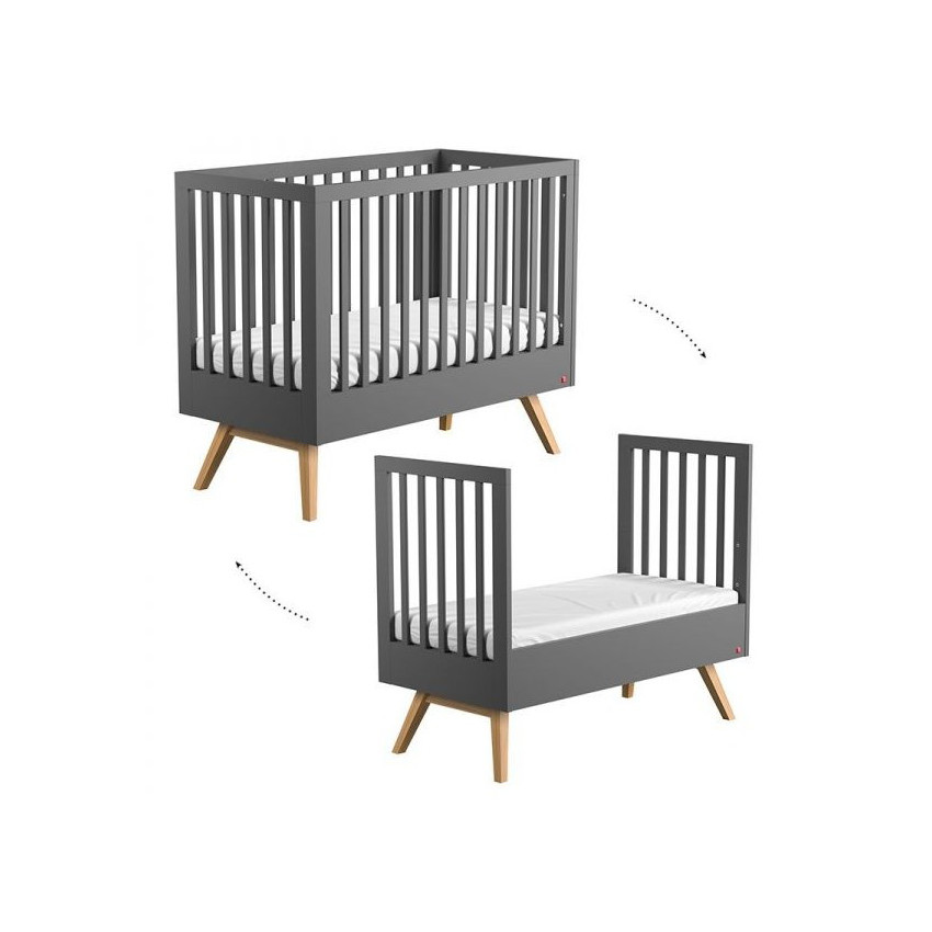 Lit Nature 70 x 140 cm - Graphite / Bois 