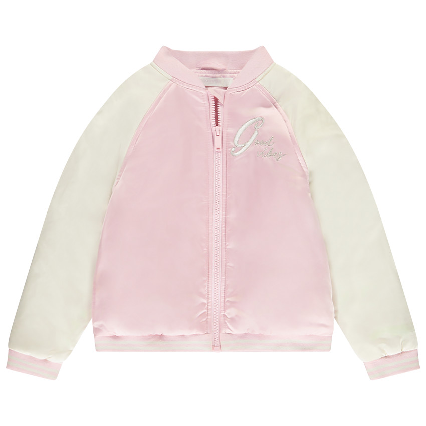 Blouson teddy bicolore avec écriture brodée pour fille 