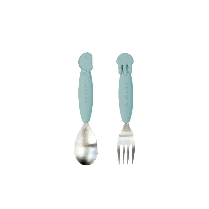 Set de 2 couverts Yummy Sea Friends - Bleu 