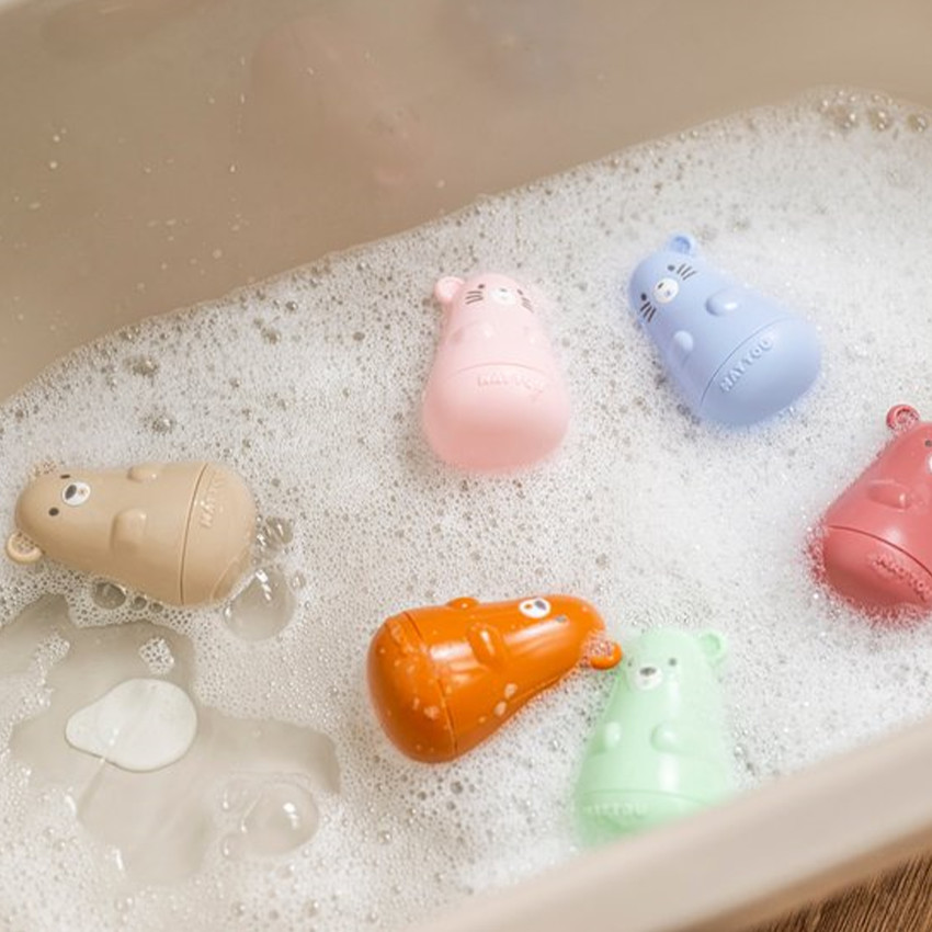 Jouet de bain -  Set de 3 - Silicone - Framboise/Rose clair/Sable 