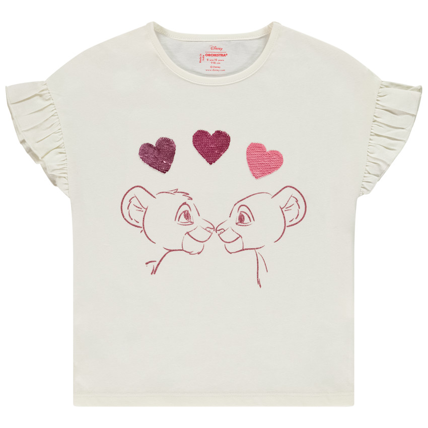 T-shirt korte mouwen Disney De Leeuwenkoning met magische pailletten voor meisjes 