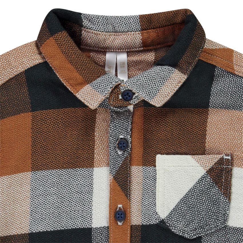 Baby jongens hemd met lange mouwen en ruitjes 