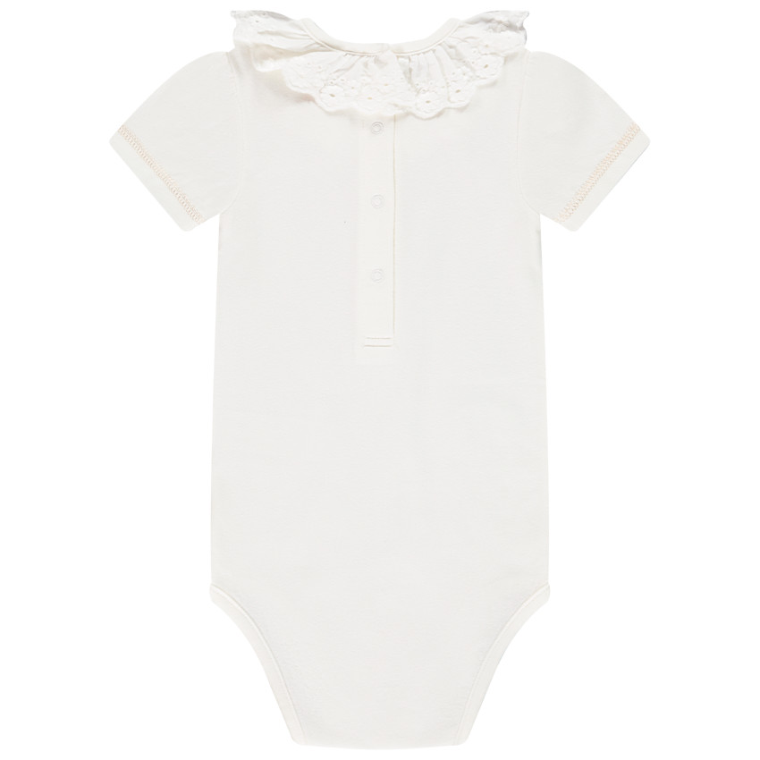 Body manches courtes col broderie anglaise pour bébé fille 