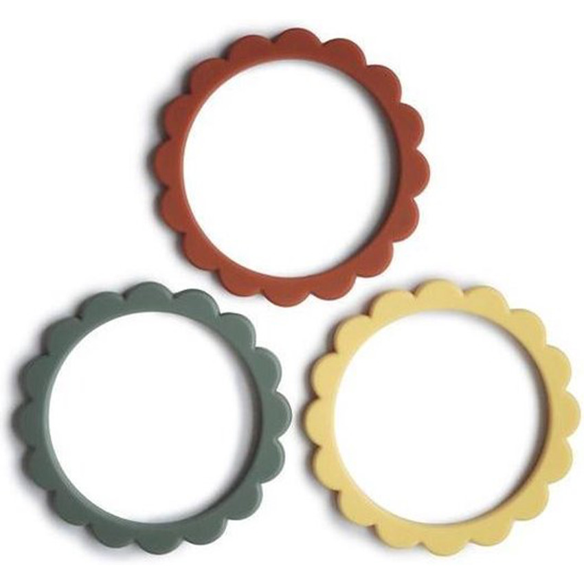 Anneau de dentition bracelet Fleurs Clay/Thyme/Sunshine 3pcs 