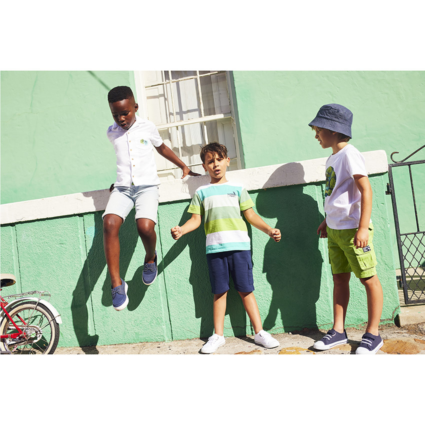 Bob réversible uni/imprimé feuillage pour garçon 