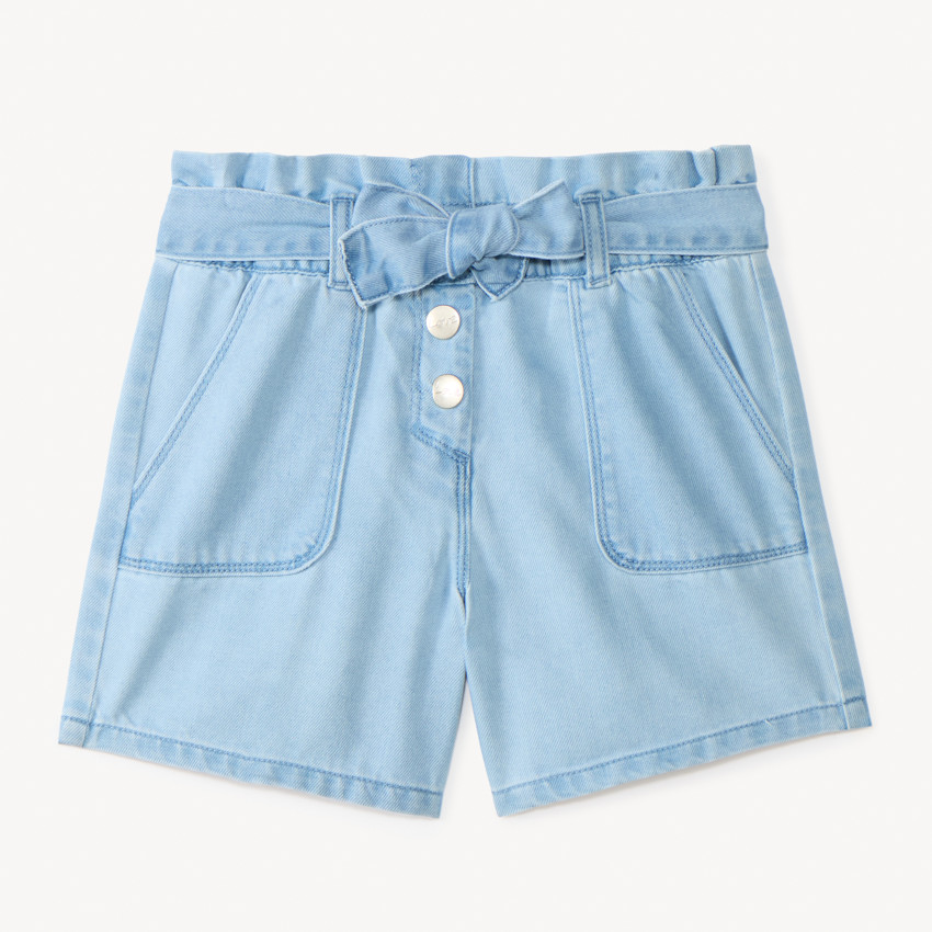 Korte paperbag jeans met strikceintuur voor meisjes 