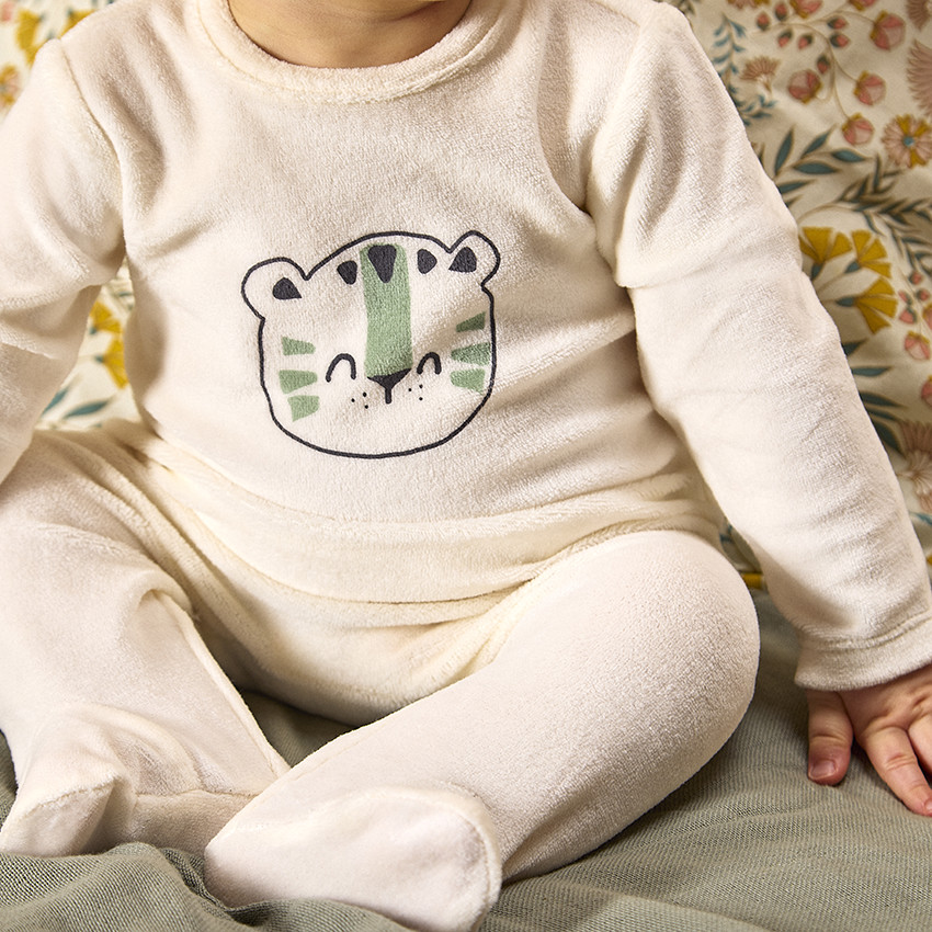 Pyjama van fluweel met fantasieprint voor baby jongen 