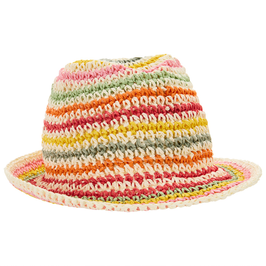Chapeau trilby en paille multicolore pour bébé fille 