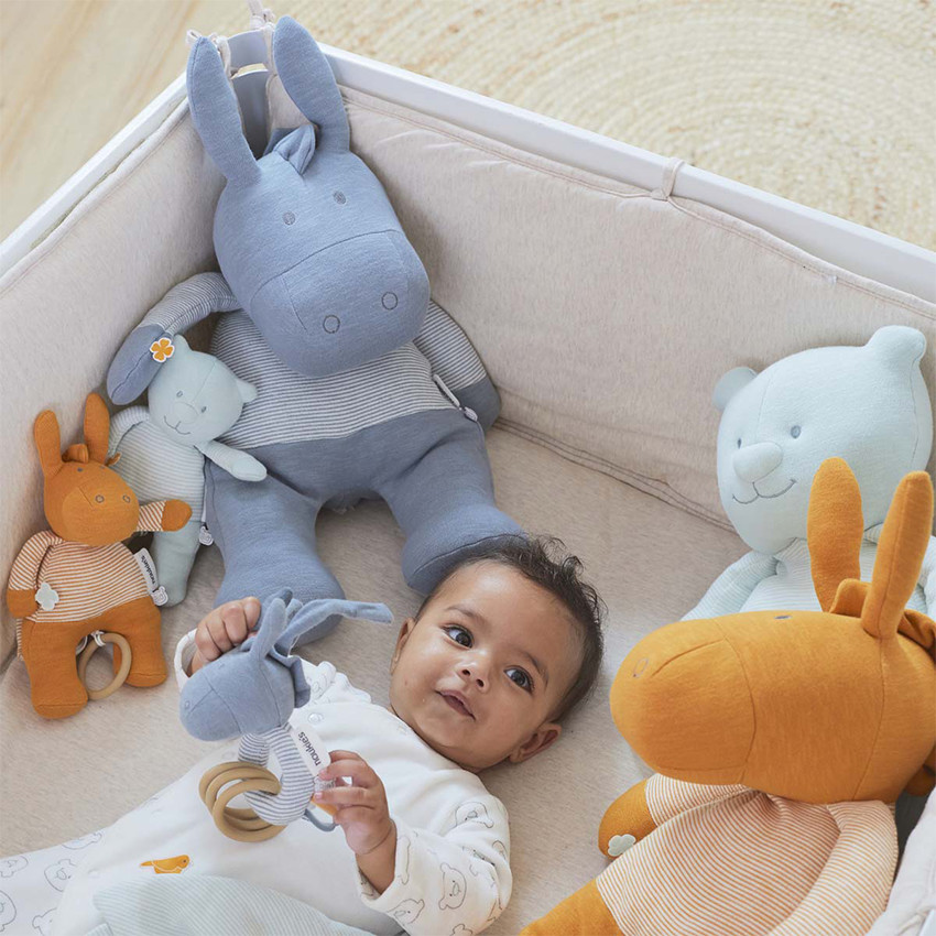 Middelgrote knuffel Paco 40 cm van katoen - Blauw 