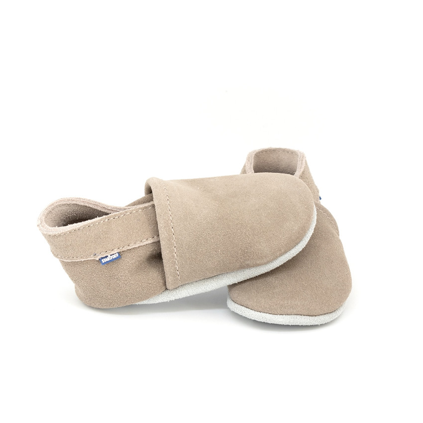 Chaussons souples 12-18M en suède Babysoft Niquel 
