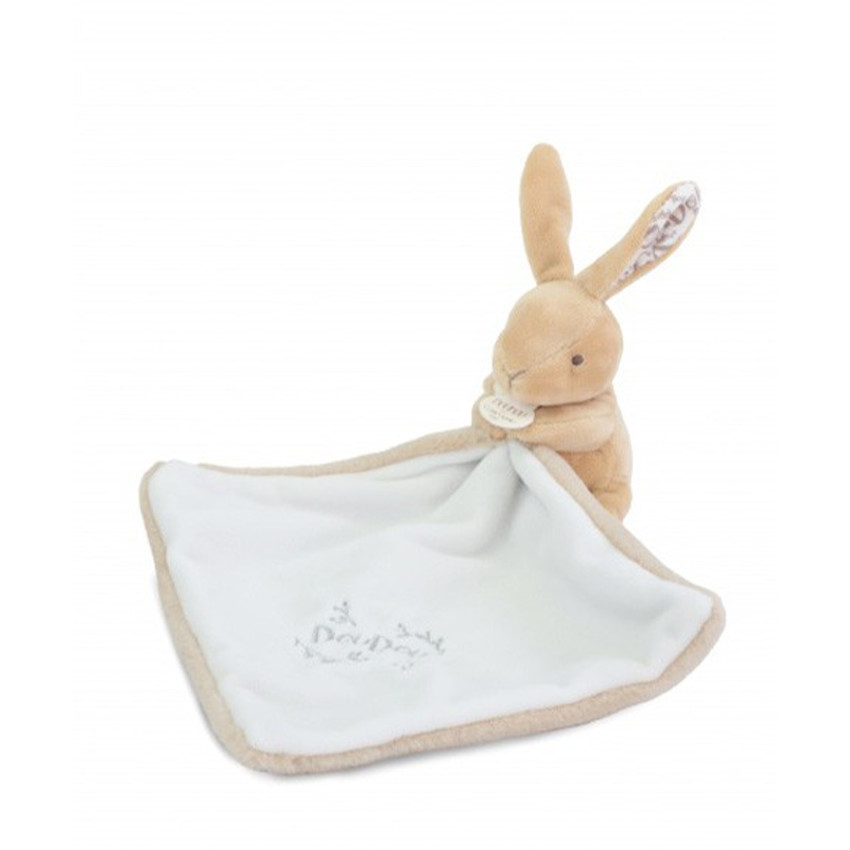 Doudou Lapin mouchoir 10cm Beige Sable 