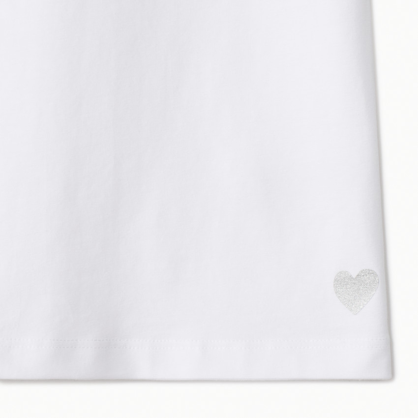 Set van 3 t-shirts met korte mouwen en glanzende hartprint voor meisjes 