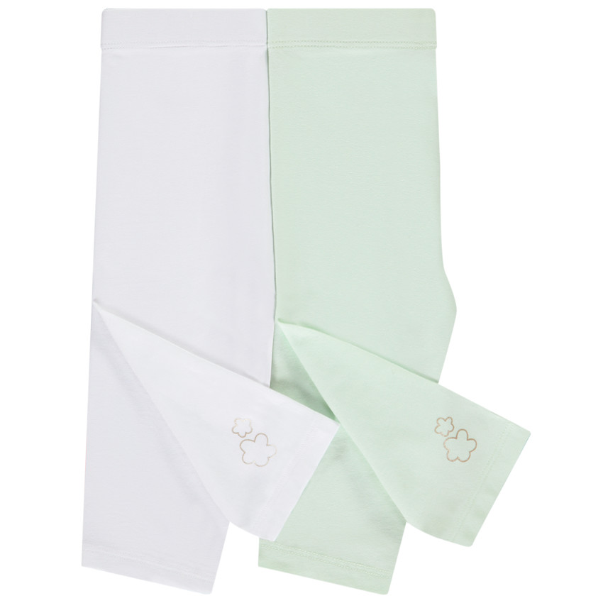 Set van 2 lange effen boxershorts met gouden folieprint voor babymeisjes 