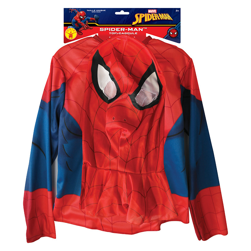 Déguisement de Spider-Man top et cagoule Taille unique 5-8 ans 
