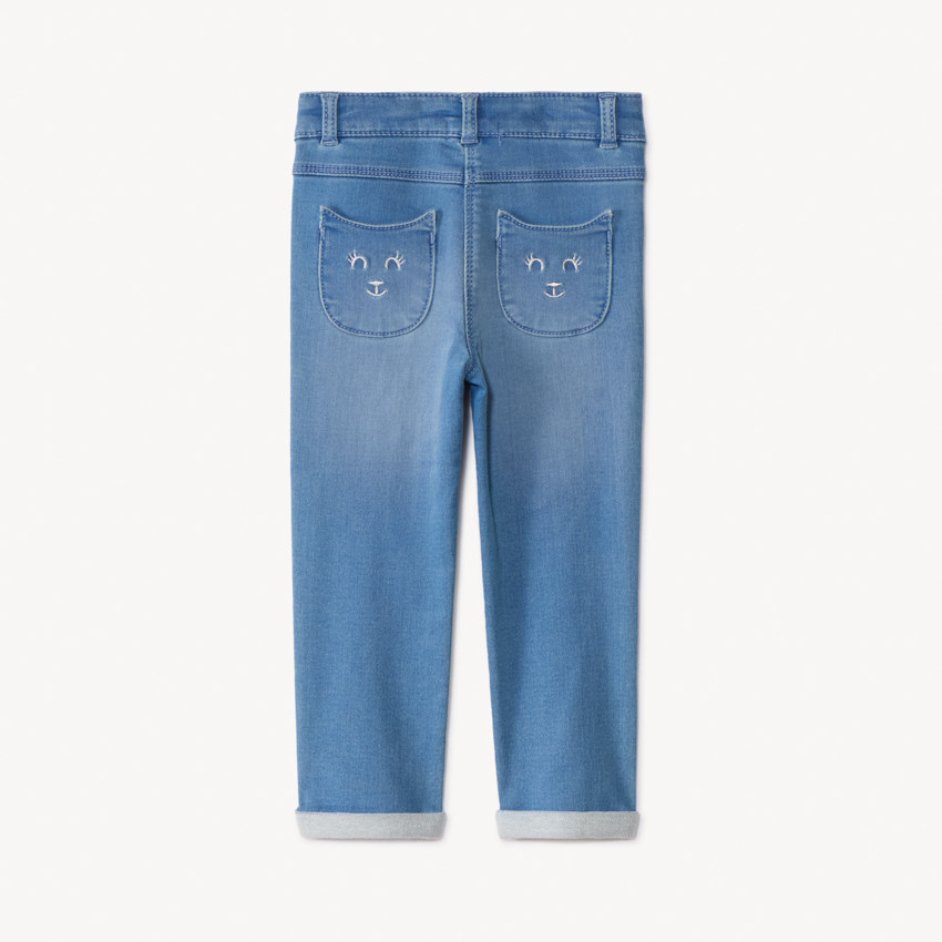 Jean slim à poches chat pour bébé fille 