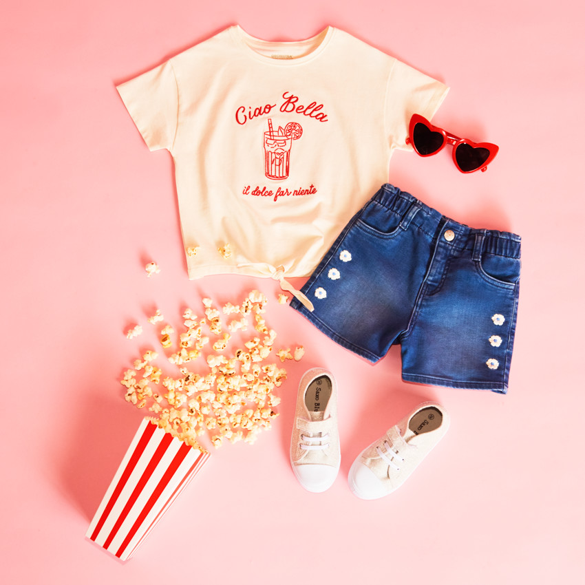 T-shirt manches courtes noué pour fille 