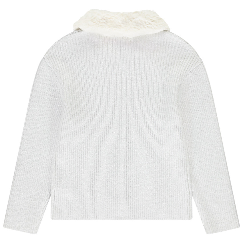 Gebreide gilet met nepbontkraag voor meisjes 