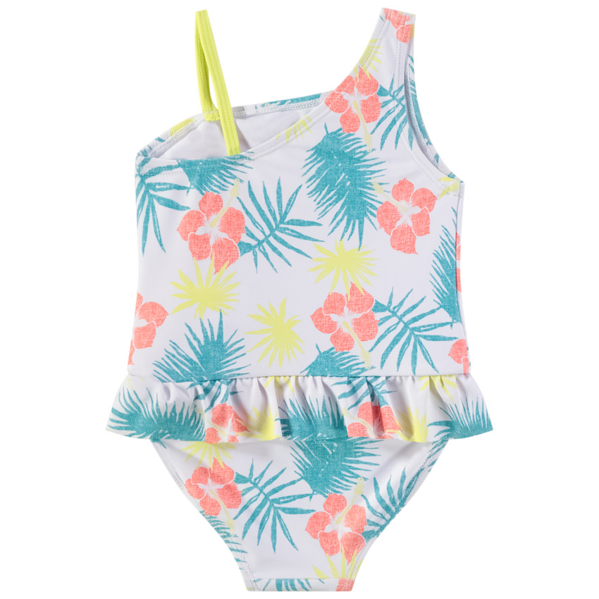 Effen badpak met bloemenprint voor meisjes 