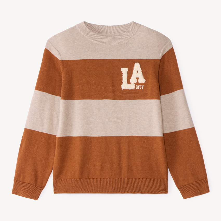 Pull garçon en tricot avec broderie bouclette 