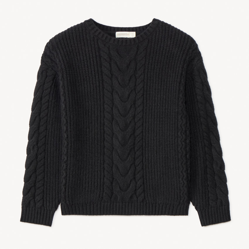 Oversize gebreide kabeltrui effen voor meisjes 