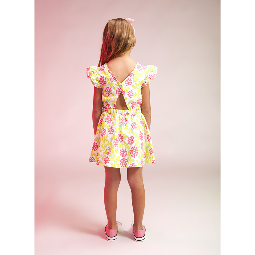 Robe manches courtes volantées imprimé fleuri pour fille 