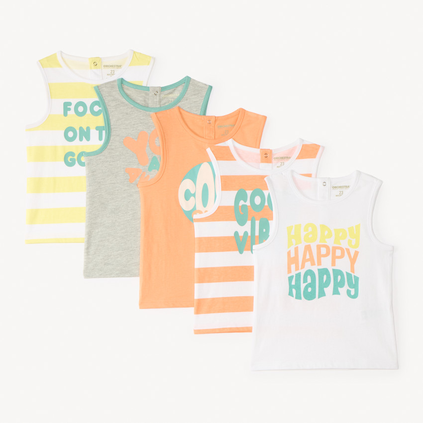 Lot de 5 débardeurs en jersey fantaisie pour bébé garçon 