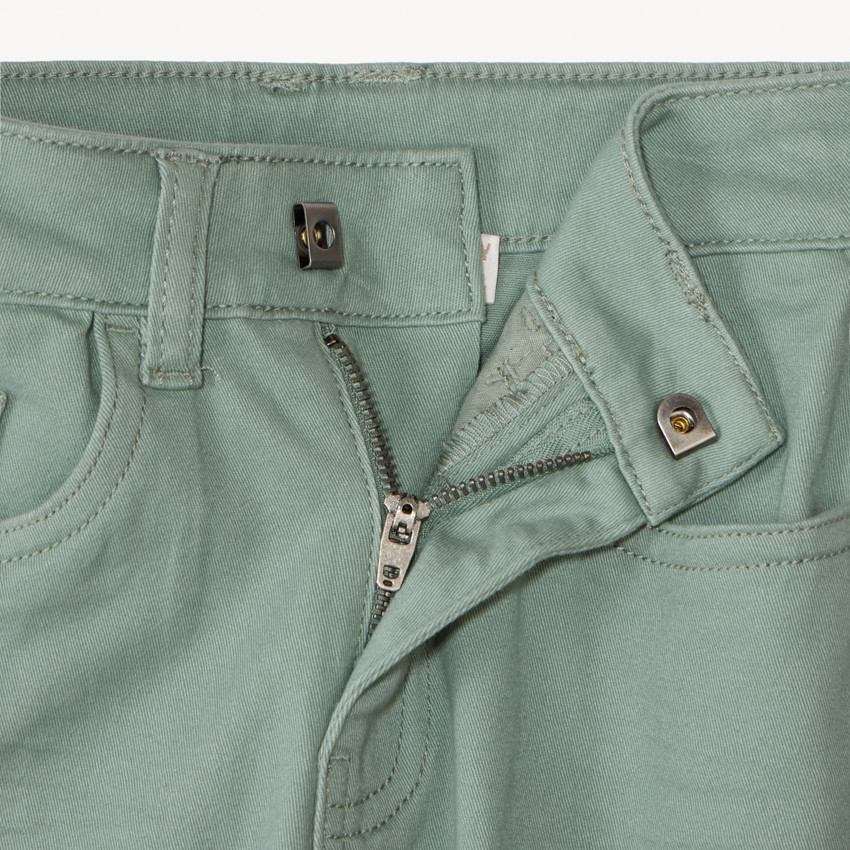 Slim fit unicolore crinkle broek voor jongens 