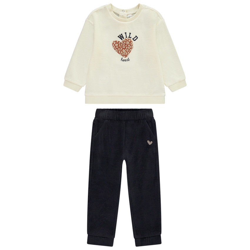 Ensemble sweat fantaisie + pantalon en velours pour bébé fille 
