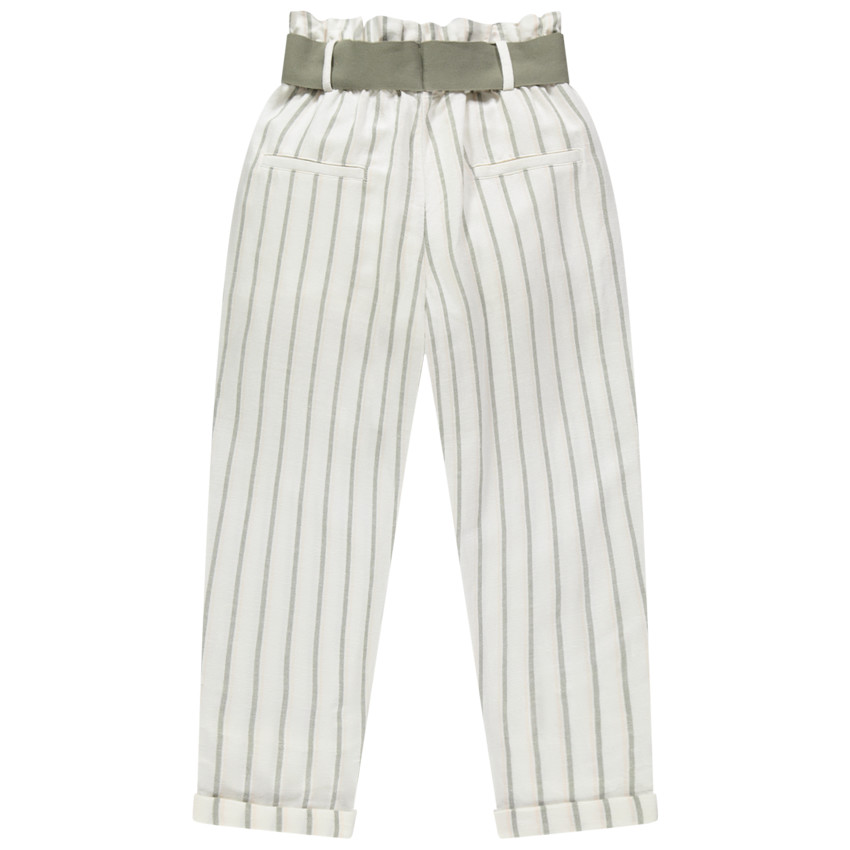 Pantalon taille haute à rayures all-over et ceinture à nouer 