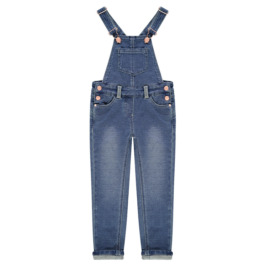 Salopette longue en jeans effet used  