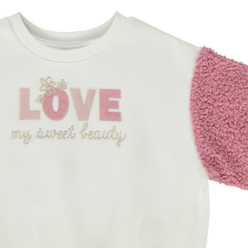 Oversize fleece sweatshirt met pofmouwen meisjes 
