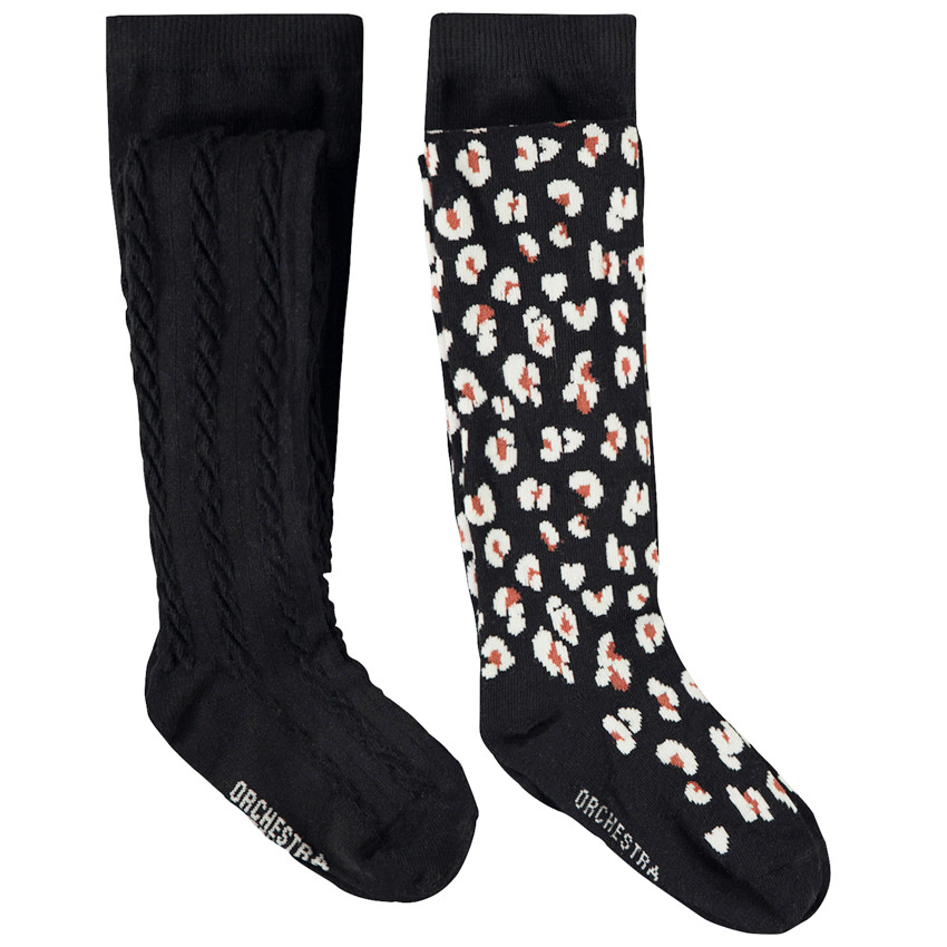 Lot de 2 paires de collants épais fantaisie pour fille 