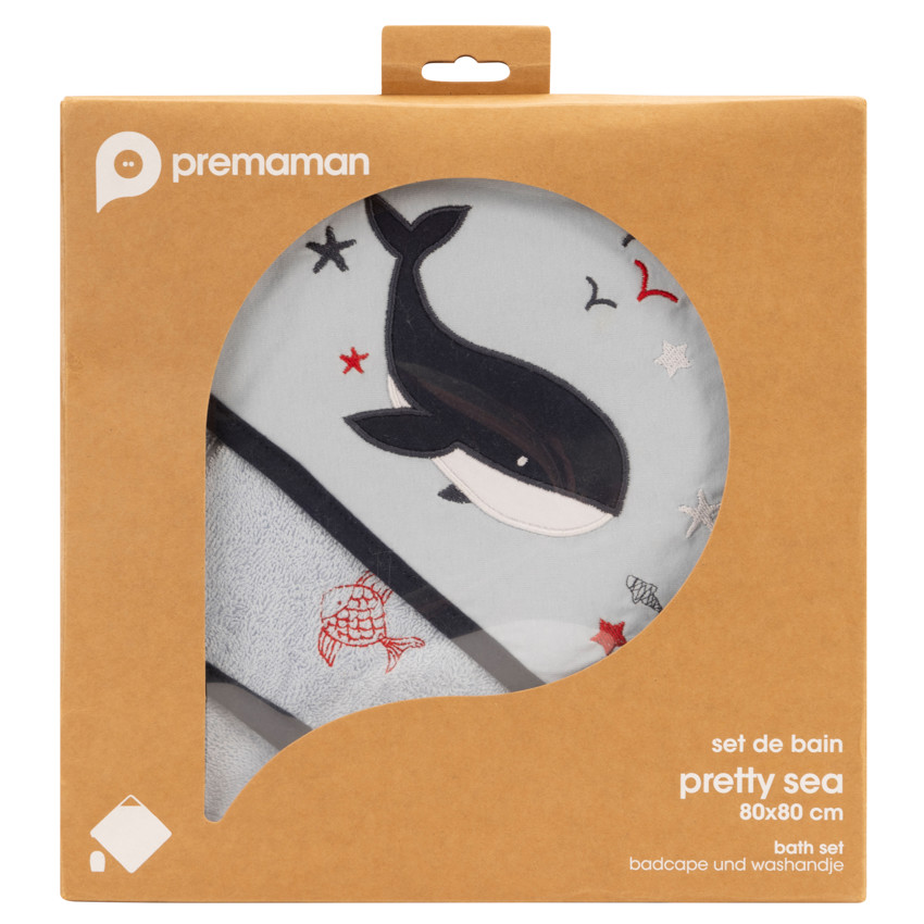 Set de bain cape + gant de toilette Pretty Sea 