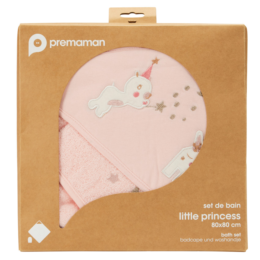 Set van badcape + washandje Little Princess 