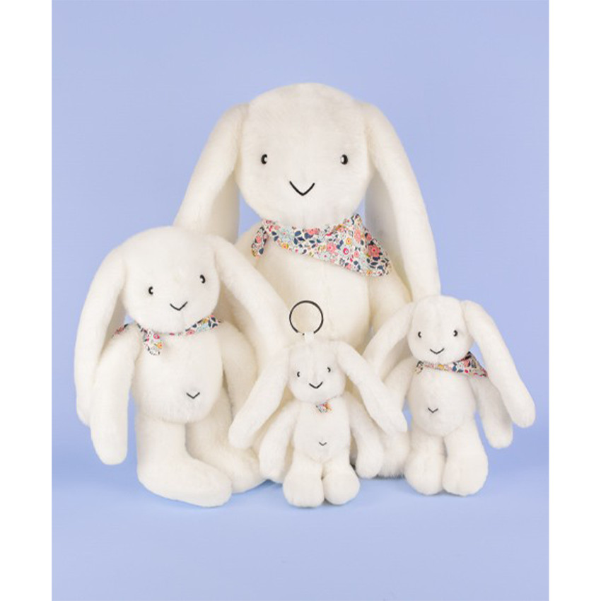 Peluche Lapin Fleurette 25cm Blanc 